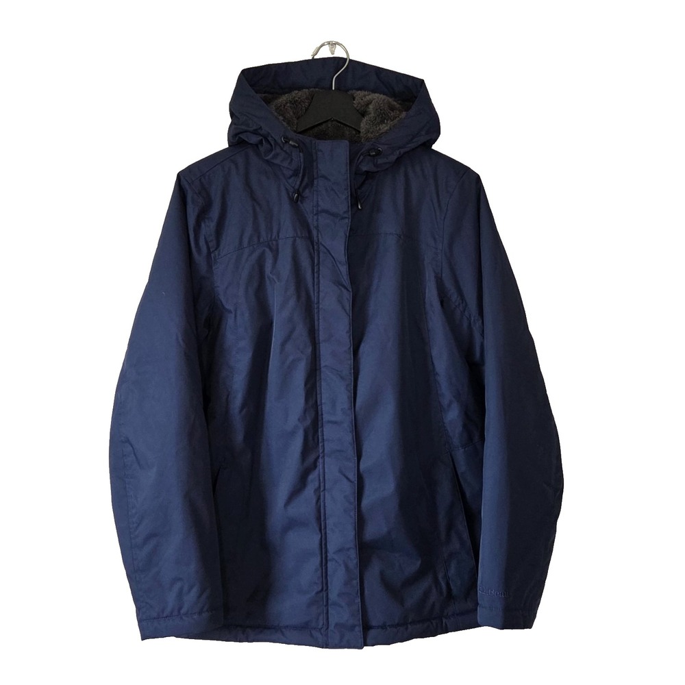 L.L. Bean Winter Warmer Jacket Women's M Navy Blue Faux Fur Lined Hooded